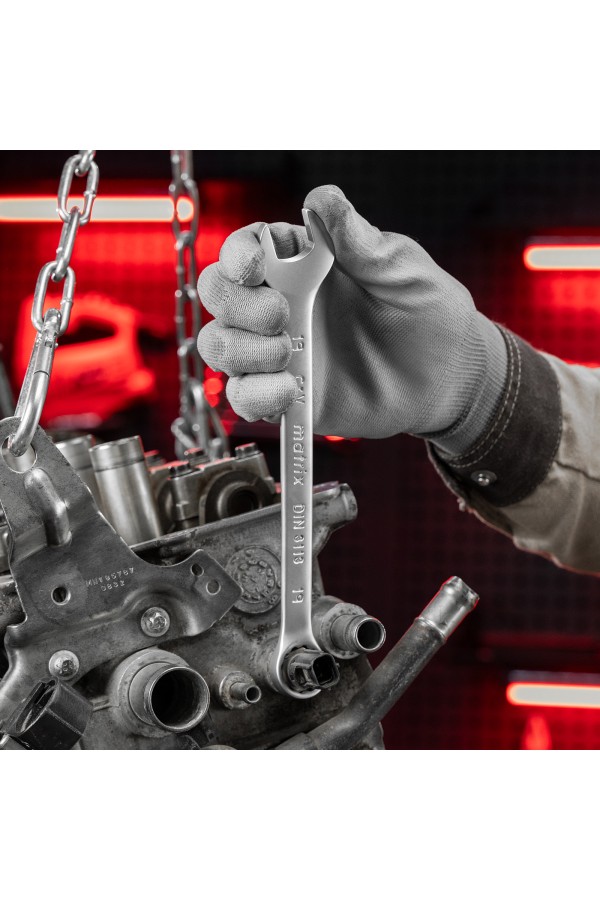 Набор ключей комбинированных, 6-22 мм, 12 шт, CrV, матовый хром Matrix