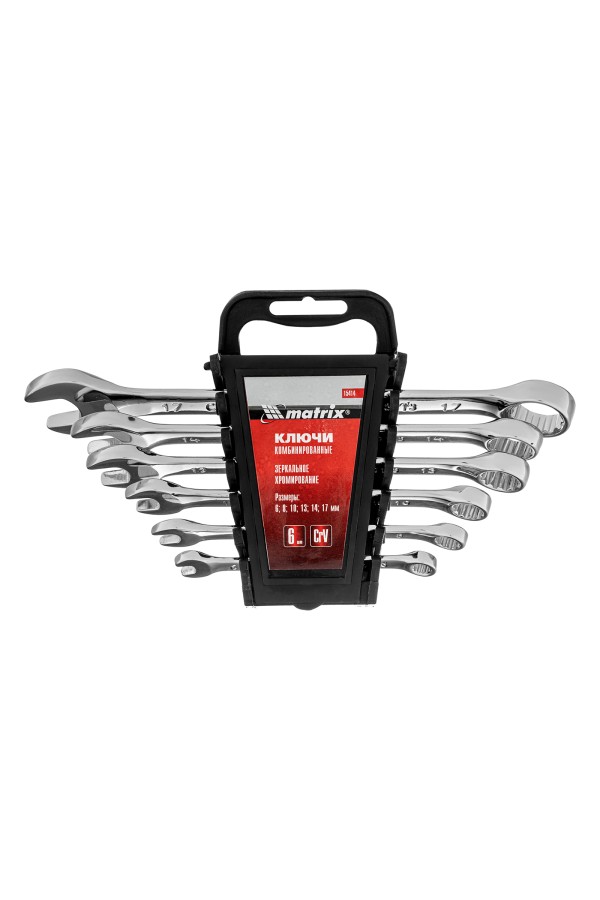 Набор ключей комбинированных, 6-17 мм, 6 шт, CrV, полированный хром Matrix