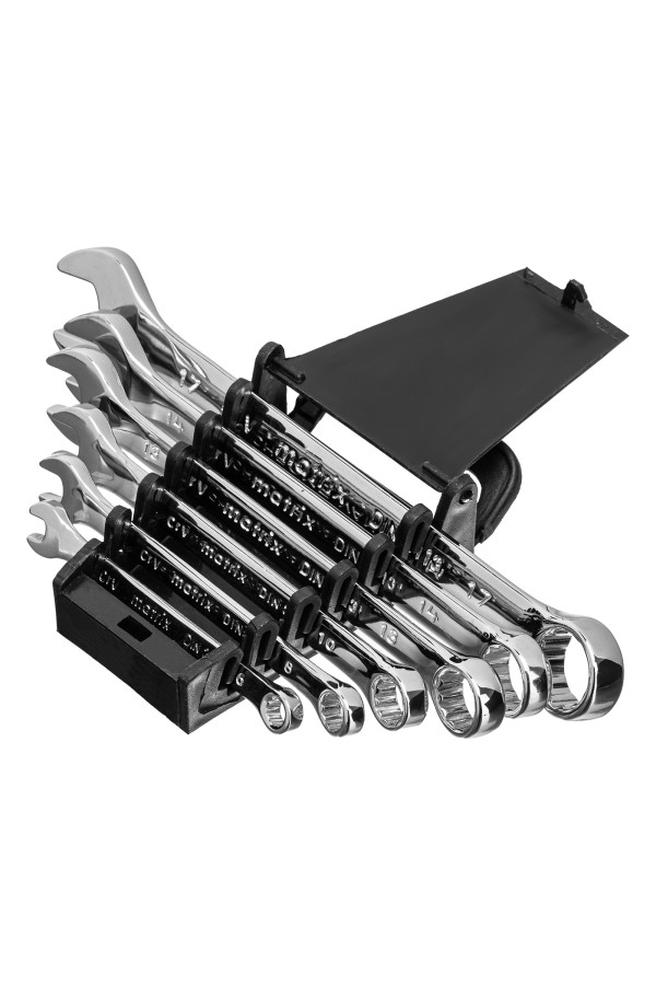 Набор ключей комбинированных, 6-17 мм, 6 шт, CrV, полированный хром Matrix