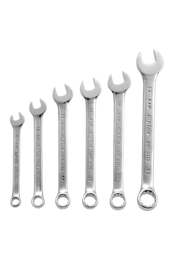 Набор ключей комбинированных, 8-17 мм, 6 шт, CrV, полированный хром Matrix