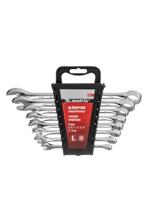 Набор ключей комбинированных, 8-19 мм, 8 шт, CrV, полированный хром Matrix