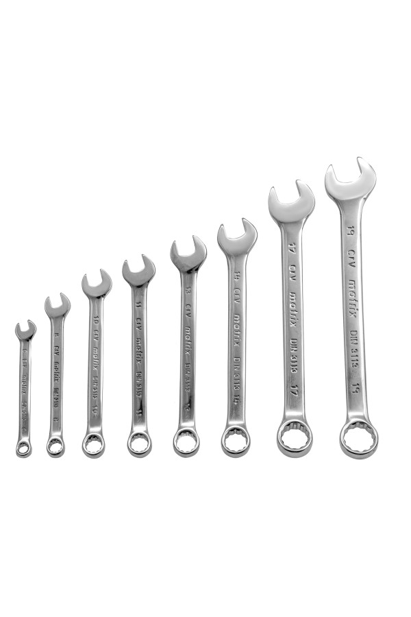 Набор ключей комбинированных, 6-19 мм, 8 шт, CrV, полированный хром Matrix