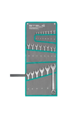 Набор ключей комбинированных 6-32 мм, 22 шт, CrV, матовый хром Stels