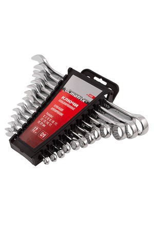 Набор ключей комбинированных, 6-22 мм, 12 шт, CrV, полированный хром Matrix