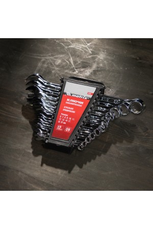 Набор ключей комбинированных, 6-22 мм, 12 шт, CrV, полированный хром Matrix