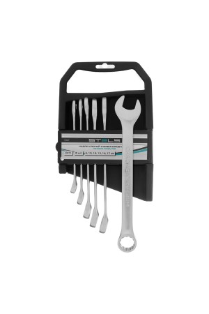 Набор ключей комбинированных, 8-17 мм, 6 шт, CrV, матовый хром Stels