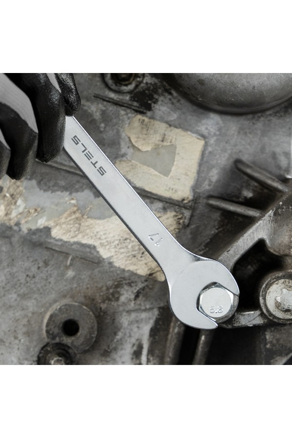 Набор ключей комбинированных, 8-17 мм, 6 шт, CrV, матовый хром Stels