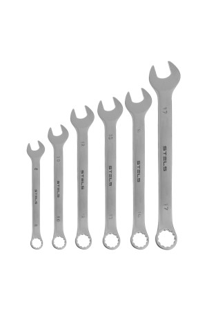 Набор ключей комбинированных, 8-17 мм, 6 шт, CrV, матовый хром Stels