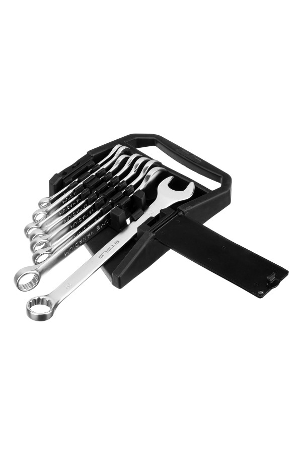 Набор ключей комбинированных, 8-19 мм, 8 шт, CrV, матовый хром Stels