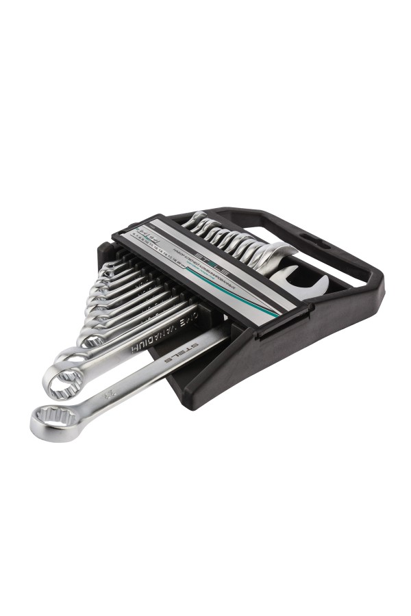 Набор ключей комбинированных, 6-22 мм, 12 шт, CrV, матовый хром Stels
