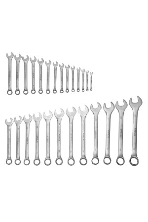 Набор ключей комбинированных 6-32 мм, 26 шт, CrV, матовый хром Stels