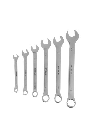 Набор ключей комбинированных 6-17 мм, 6 шт., CrV, матовый хром Stels