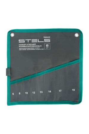 Набор ключей комбинированных 6-19 мм, 8 шт., CrV, матовый хром Stels