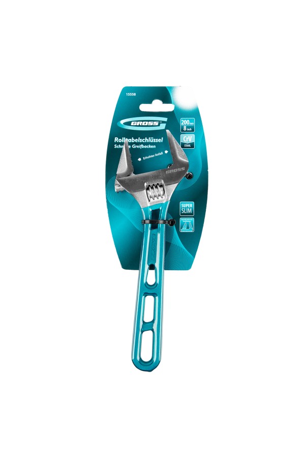 Ключ разводной 200 мм, CrV, облегченный Gross