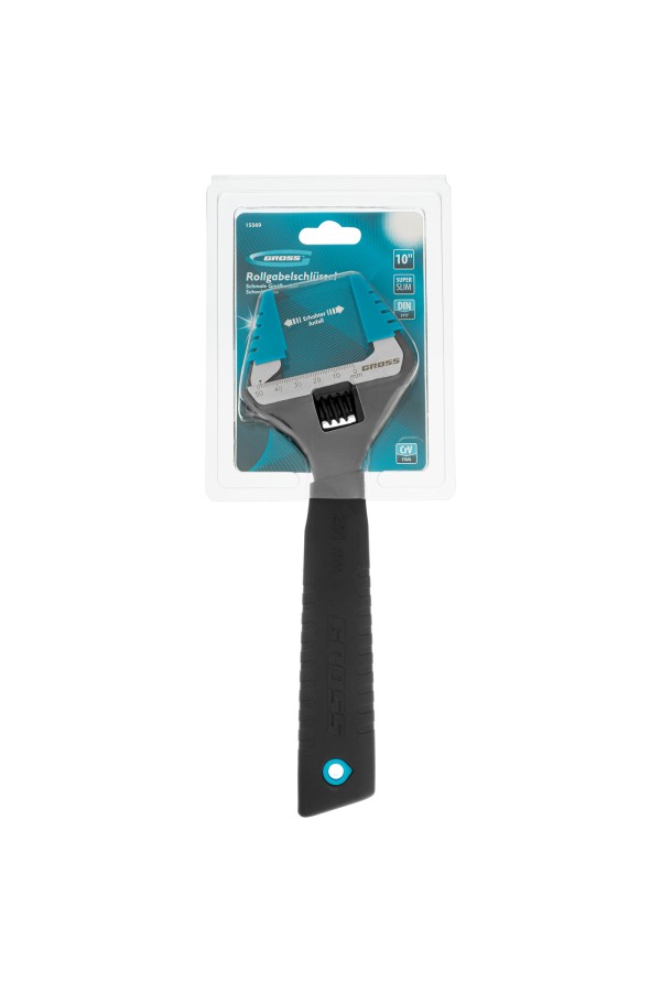 Ключ разводной, 250 мм, CrV, тонкие губки, защитные насадки Gross