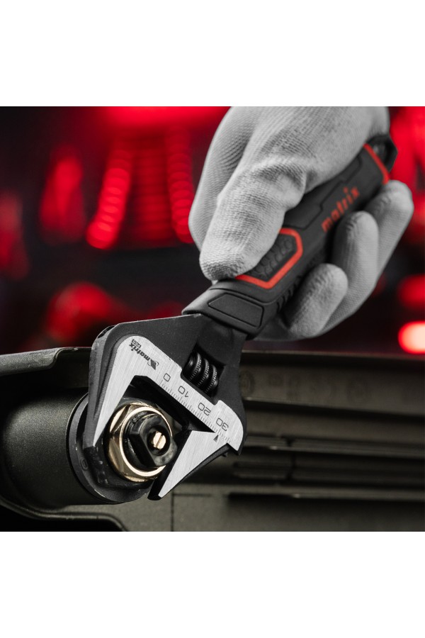 Ключ разводной, тонкие губки, фосфатированный, двухкомпонентная рукоятка, 200 мм, PRO Matrix