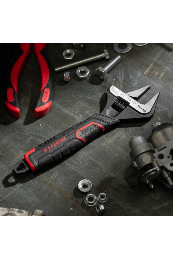 Ключ разводной, тонкие губки, фосфатированный, двухкомпонентная рукоятка, 200 мм, PRO Matrix