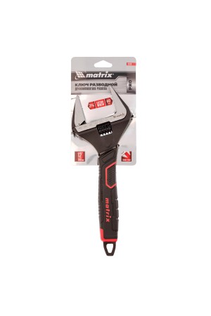 Ключ разводной, тонкие губки, фосфатированный, двухкомпонентная рукоятка, 300 мм, PRO Matrix