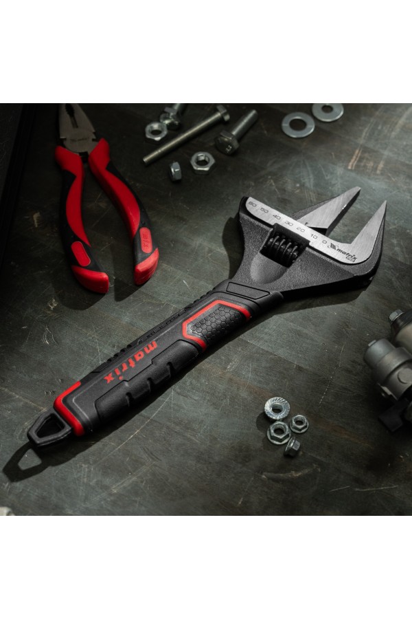 Ключ разводной, тонкие губки, фосфатированный, двухкомпонентная рукоятка, 300 мм, PRO Matrix