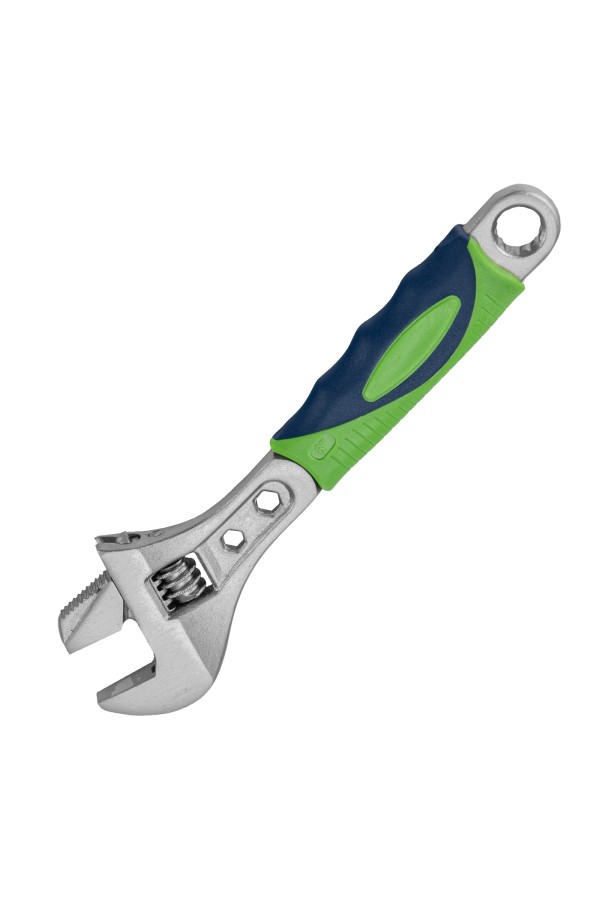 Ключ разводной, 200мм, переставная губка, 2-х комп.рукоятка Сибртех