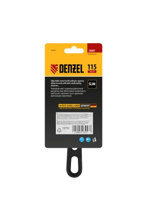 Ключ разводной 115 мм, CrV, кованый, укороченная рукоятка Denzel
