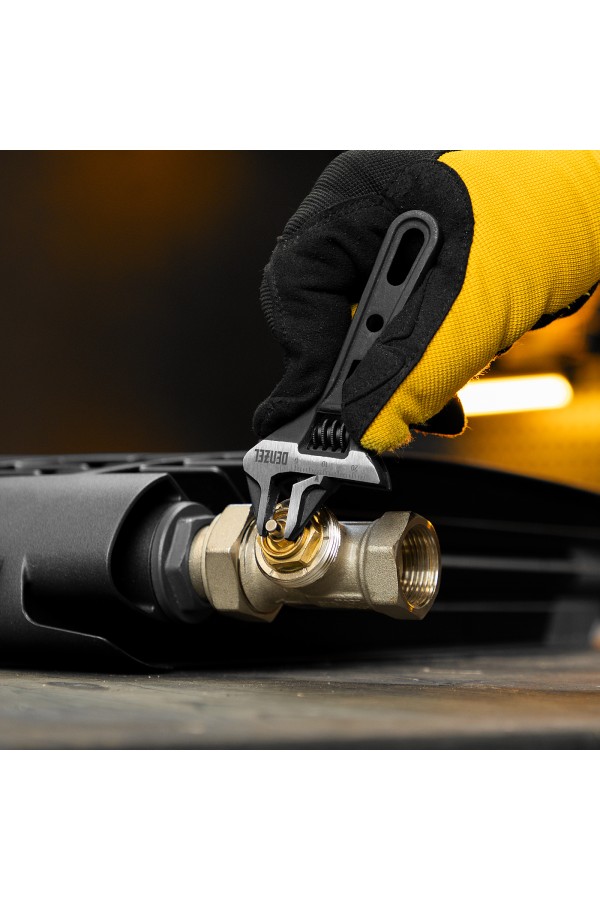 Ключ разводной 115 мм, CrV, кованый, укороченная рукоятка Denzel