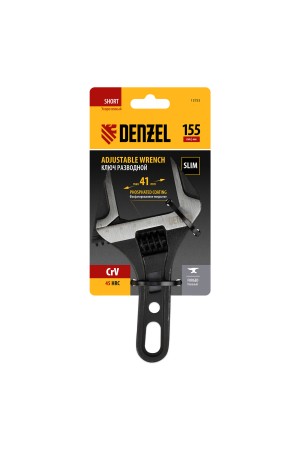 Ключ разводной 155 мм, CrV, кованый, укороченная рукоятка Denzel