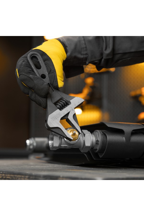 Ключ разводной 185 мм, CrV, кованый, укороченная рукоятка Denzel