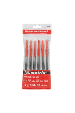 Набор надфилей, 160 х 4 мм, 6 шт, обрезиненные рукоятки Matrix