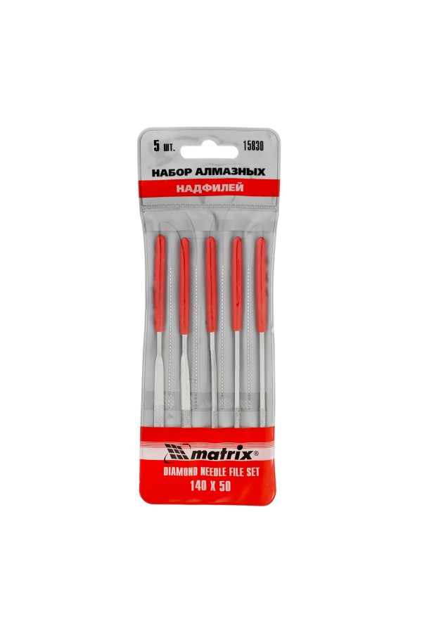 Набор надфилей алмазных, 140 х 50 х 3 мм, 5 шт Matrix