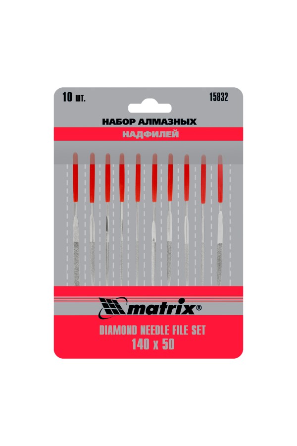 Набор надфилей алмазных, 140 х 50 х 3 мм, 10 шт Matrix