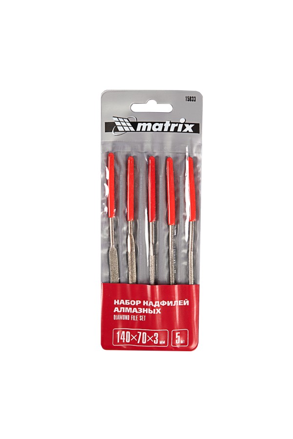 Набор надфилей алмазных, 140 х 70 х 3 мм, 5 шт Matrix