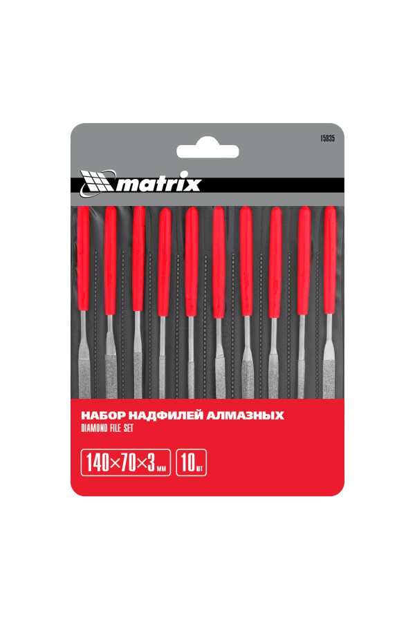 Набор надфилей алмазных 140 х 70 х 3 мм, 10 шт Matrix