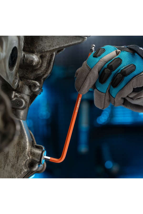 Набор ключей имбусовых HEX, 1.5-10 мм, S2, 9 шт, магнит, экстра-длинные с шаром, хром/краска Gross