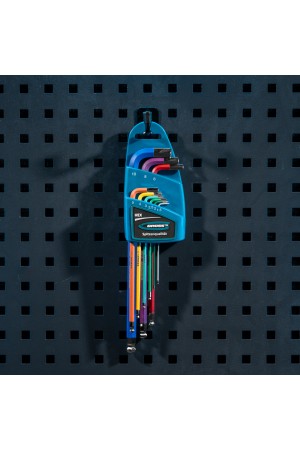 Набор ключей имбусовых HEX, 1.5-10 мм, S2, 9 шт, магнит, экстра-длинные с шаром, хром/краска Gross