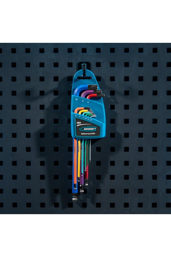 Набор ключей имбусовых HEX, 1.5-10 мм, S2, 9 шт, магнит, экстра-длинные с шаром, хром/краска Gross