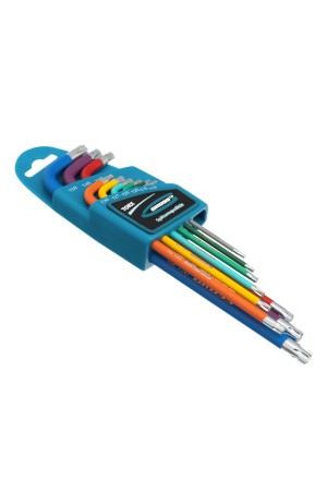 Набор ключей имбусовых Torx -TT, 9 шт: T10-T50, магнит, S2, экстра-длинные, хром/краска 9 шт Gross