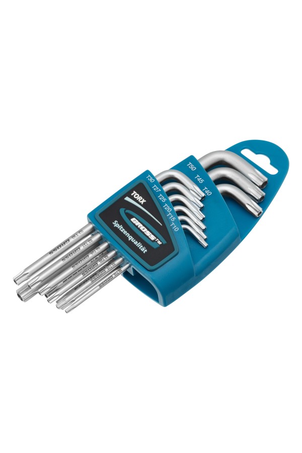 Набор ключей имбусовых Torx -TT, 9 шт: T10-T50, удлиненные, S2, сатинированные Gross