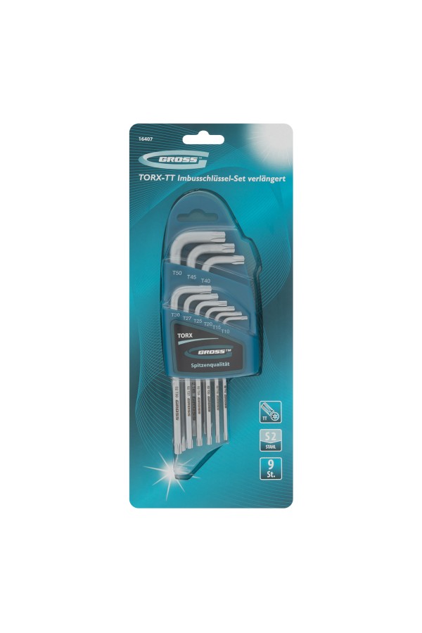 Набор ключей имбусовых Torx -TT, 9 шт: T10-T50, удлиненные, S2, сатинированные Gross