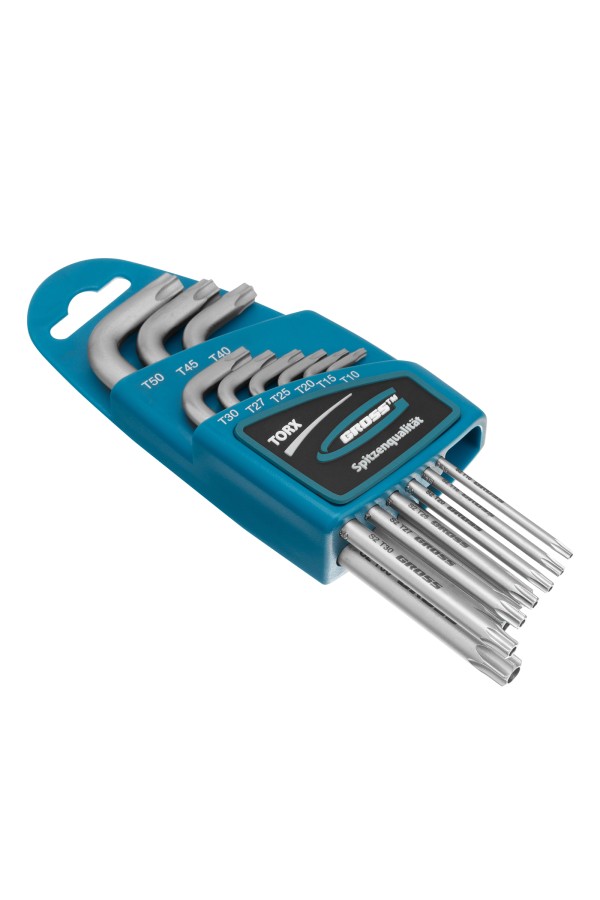 Набор ключей имбусовых Torx -TT, 9 шт: T10-T50, удлиненные, S2, сатинированные Gross