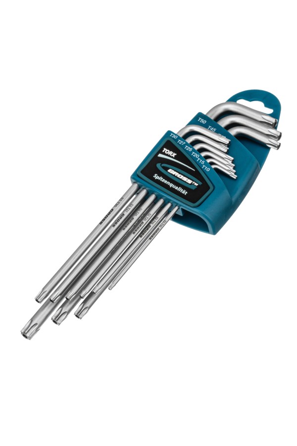 Набор ключей имбусовых Torx -TT, 9 шт: T10-T50, экстра-длинные, S2, сатинированные Gross