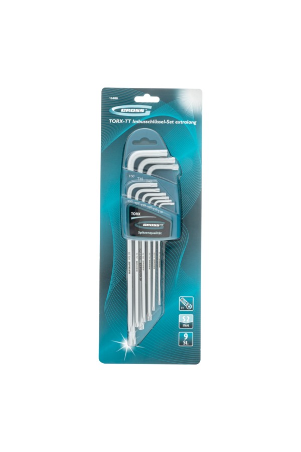 Набор ключей имбусовых Torx -TT, 9 шт: T10-T50, экстра-длинные, S2, сатинированные Gross