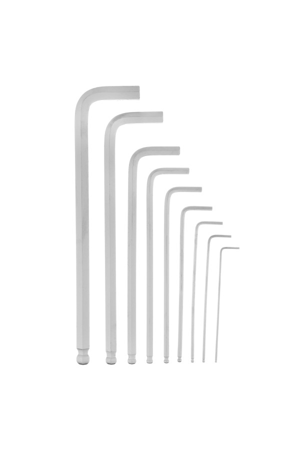 Набор ключей имбусовых HEX, 2-12 мм, CrV, 9 шт, экстра-длинные, c шаром, сатин Matrix