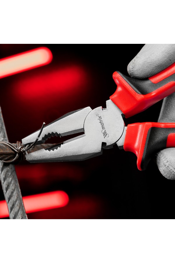 Плоскогубцы Nickel, никелированные 200 мм, двухкомпонентные рукоятки Matrix