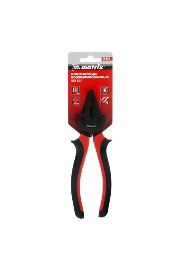 Плоскогубцы комбинированные Black Nickel, 180 мм, двухкомпонентные рукоятки Matrix