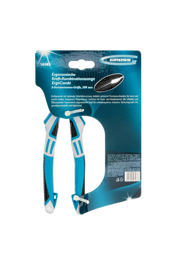 Плоскогубцы комбинированные с изогнутой головой, трехкомпонентные рукоятки, 200 мм Gross