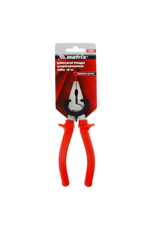 Плоскогубцы Econom, 160 мм, шлифованные, пластмассовые рукоятки Matrix