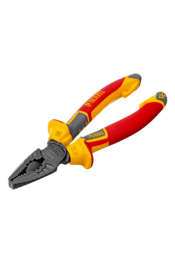 Плоскогубцы комбинированные, диэлектрические трехкомпонентные рукоятки до 1000 В, 165 мм Denzel