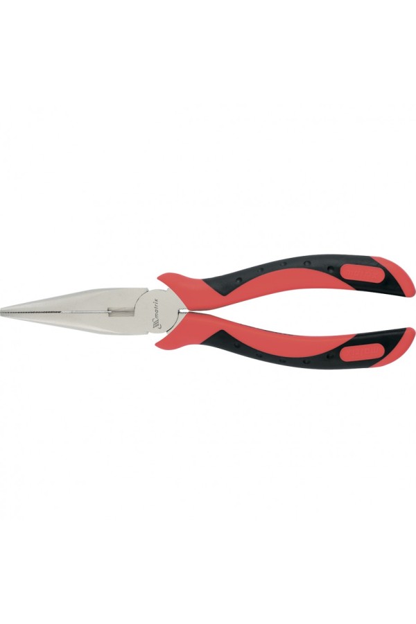 Длинногубцы прямые Grand, 200 мм, никелированные, двухкомпонентные рукоятки Matrix