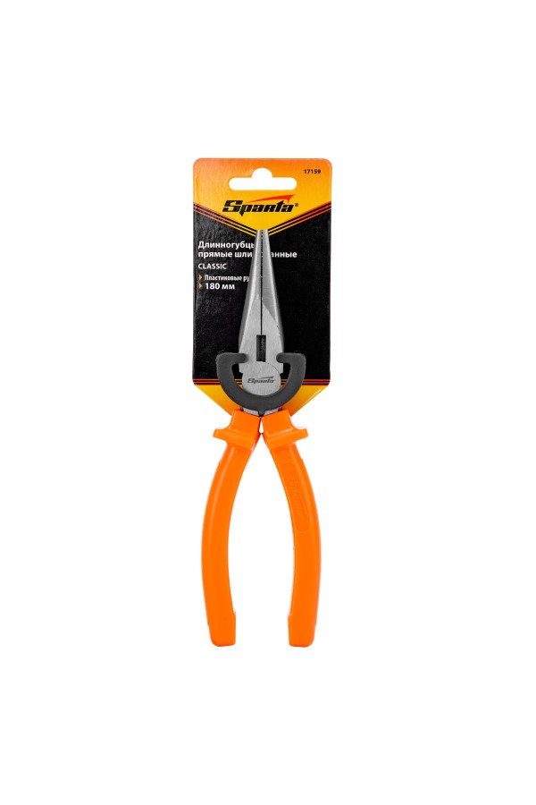 Длинногубцы прямые Classic, 180 мм, шлифованные, пластмассовые рукоятки Sparta